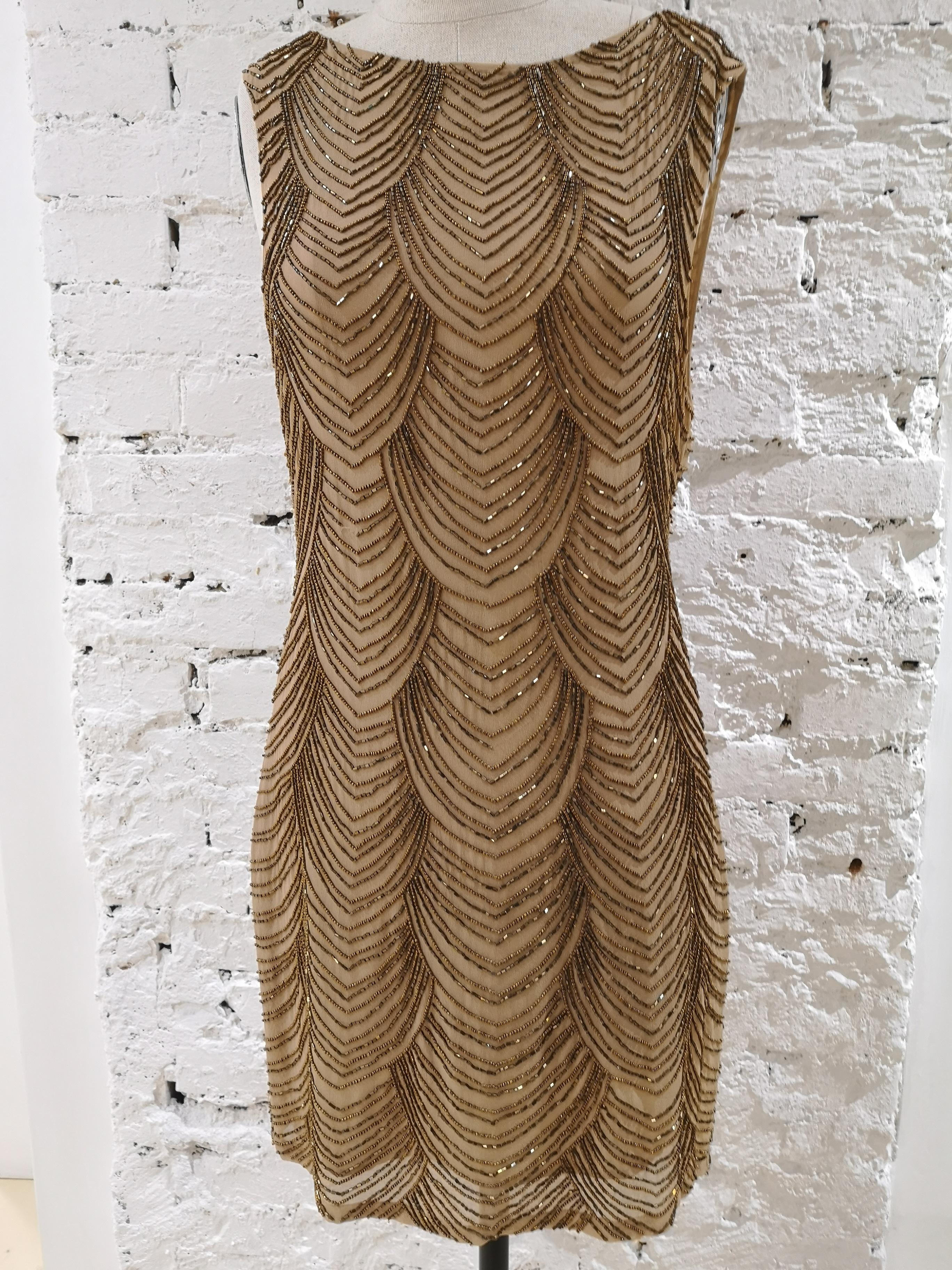Nude silk tone with beads Dress 8