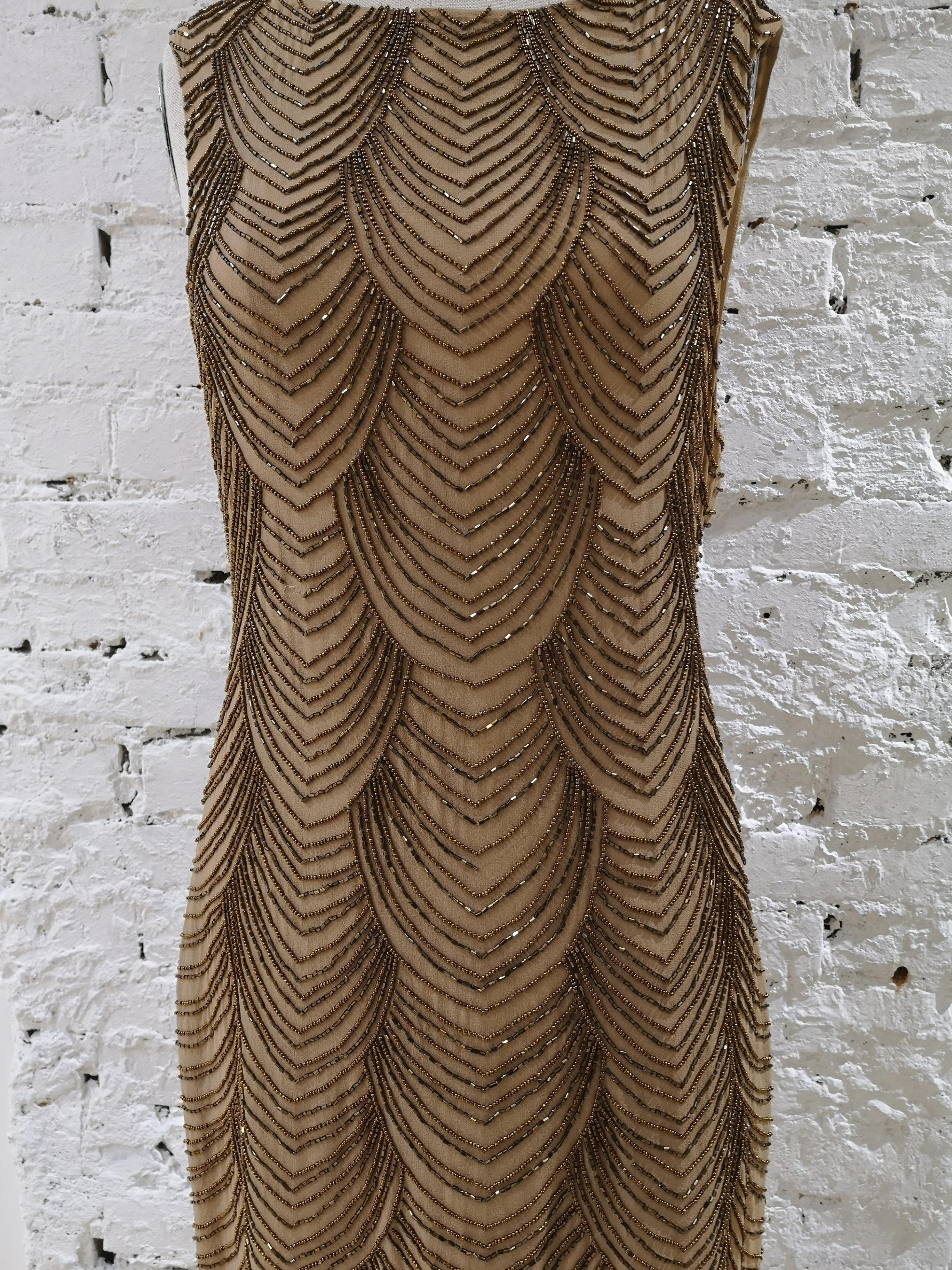 Women's Nude silk tone with beads Dress