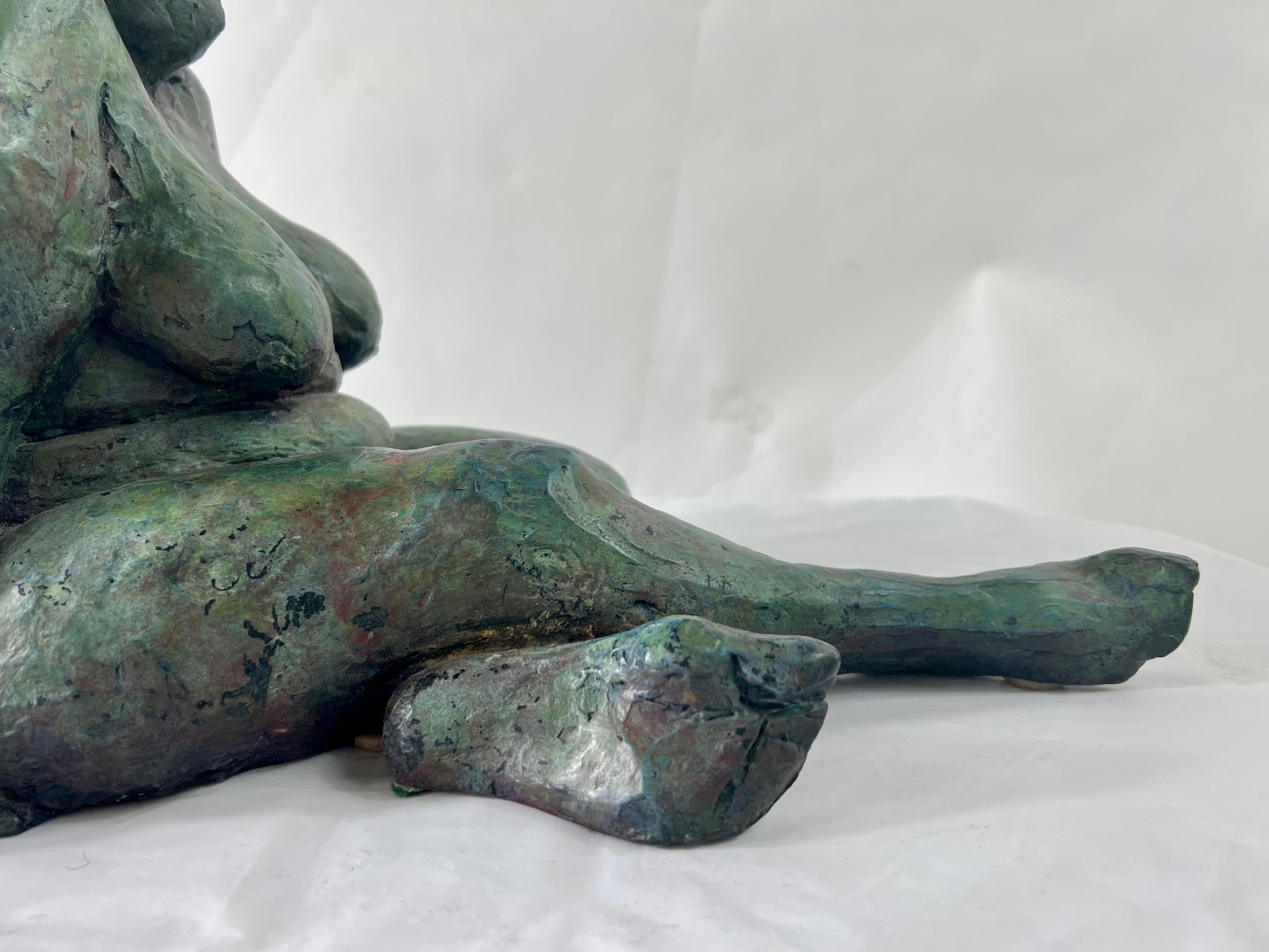 Mid-Century Modern Nude Sitting Woman Bronze Sculpture by James Patrick Maher  For Sale