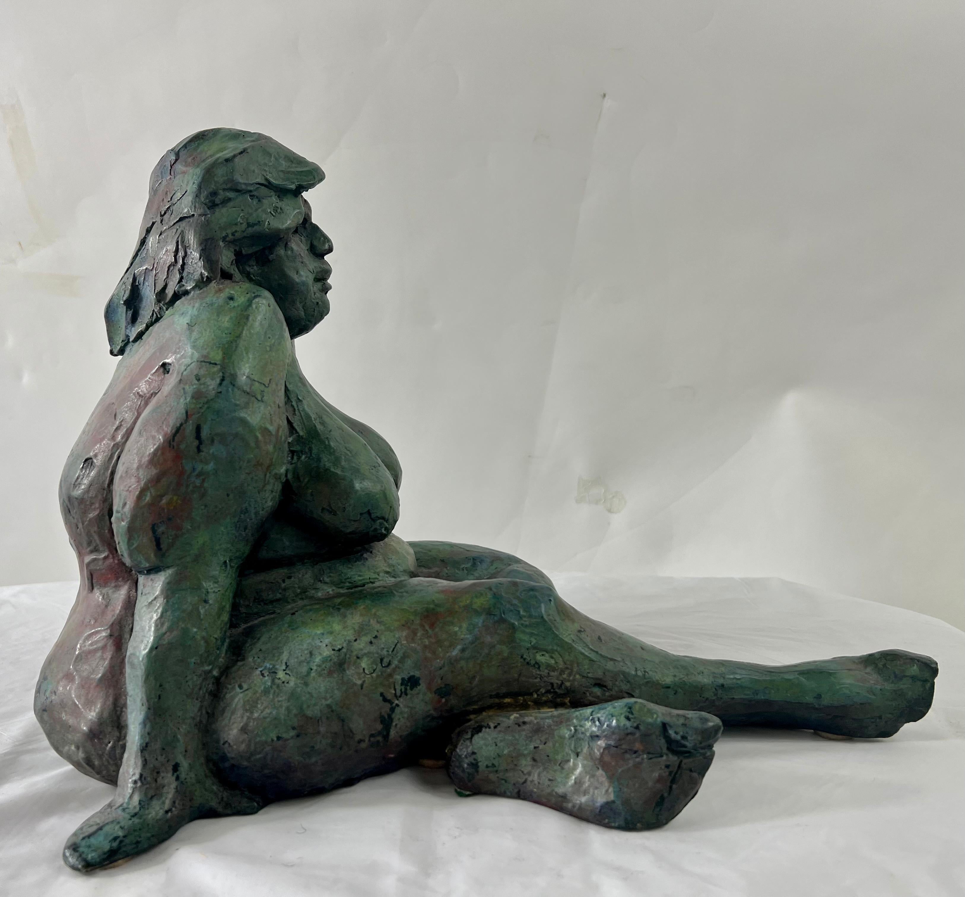 20th Century Nude Sitting Woman Bronze Sculpture by James Patrick Maher  For Sale