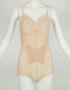 Nude Soft Full Girdle w Bullet Cone Bra and Tummy Control - 34 C (Petite), 1950s