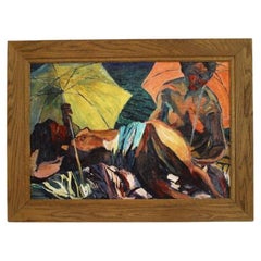 Nude Sunbathers Abstract Painting