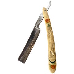 Antique Nude Theme and Roses Straight Razor, Germany, 1905