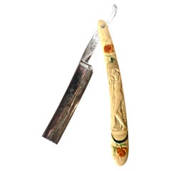 Antique Nude Theme and Roses Straight Razor, Germany 1905