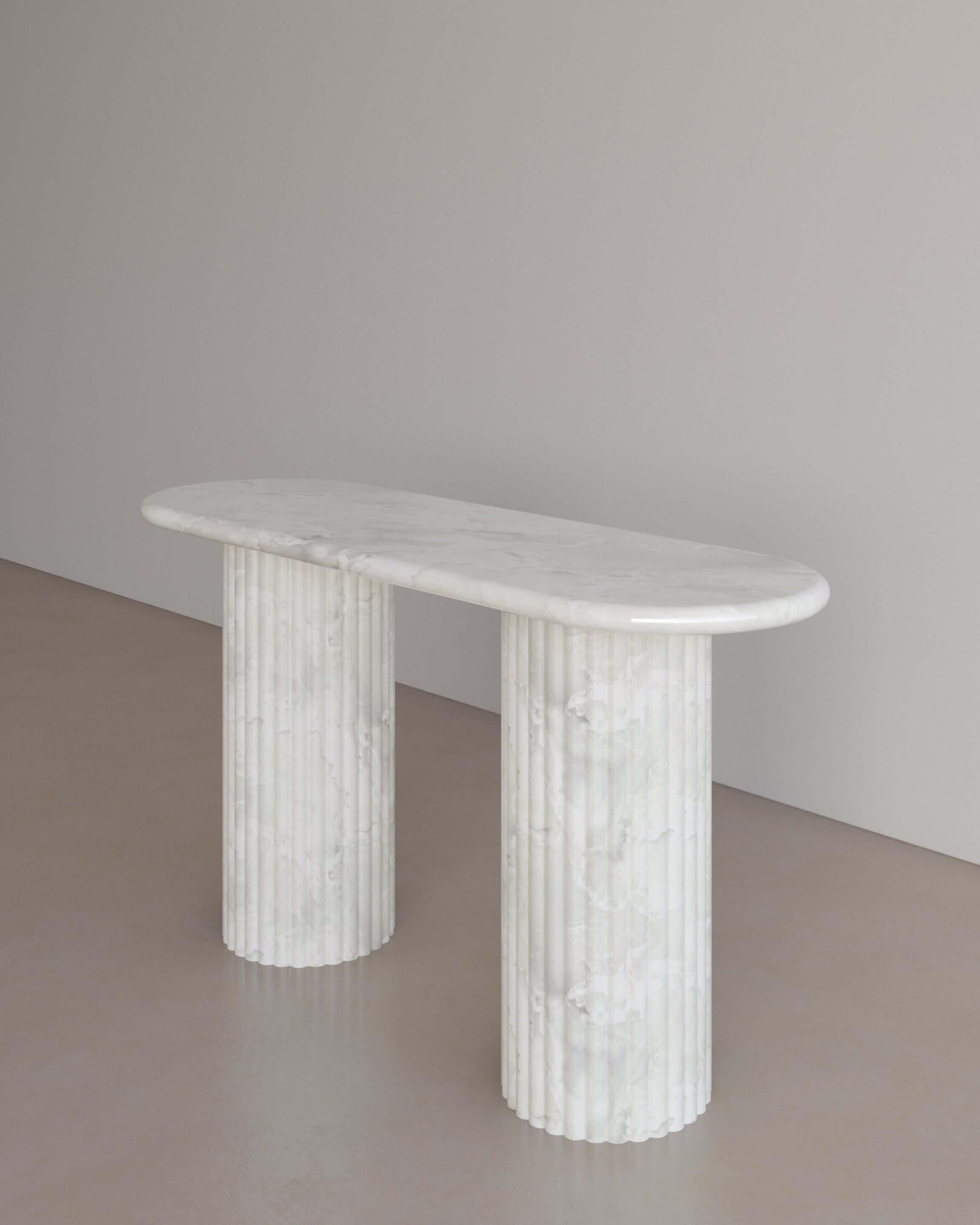 Australian Nude Travertine Antica Console Table by the Essentialist For Sale