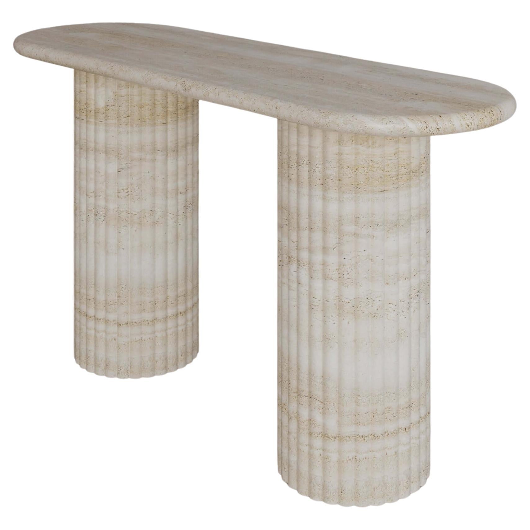 Nude Travertine Antica Console Table by the Essentialist For Sale