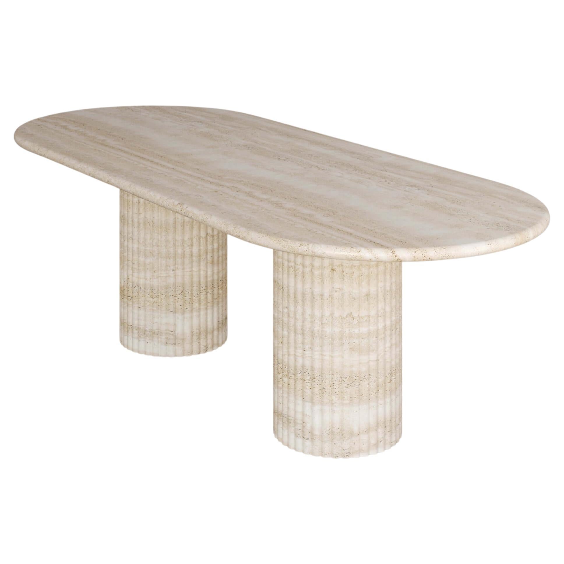 Nude Travertine Antica Dining Table ii by the Essentialist For Sale