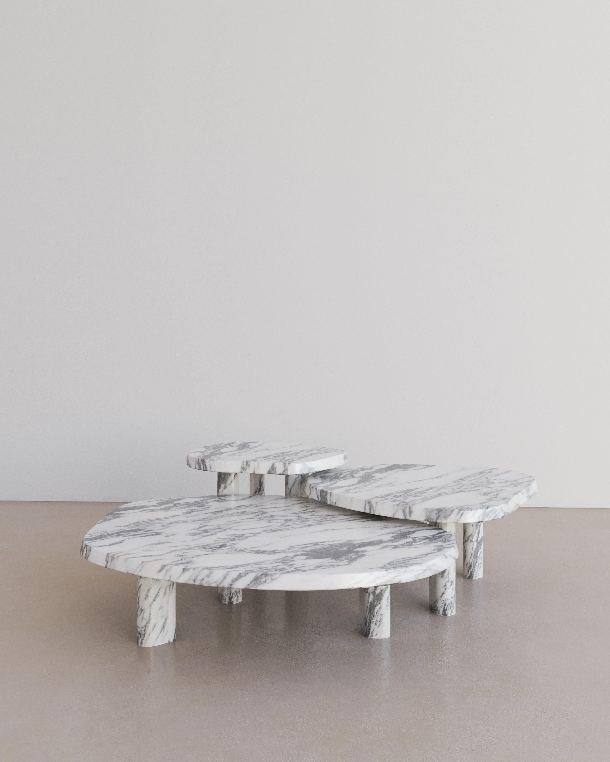 Contemporary Nude Travertine Small Fiori Nesting Coffee Table by the Essentialist For Sale