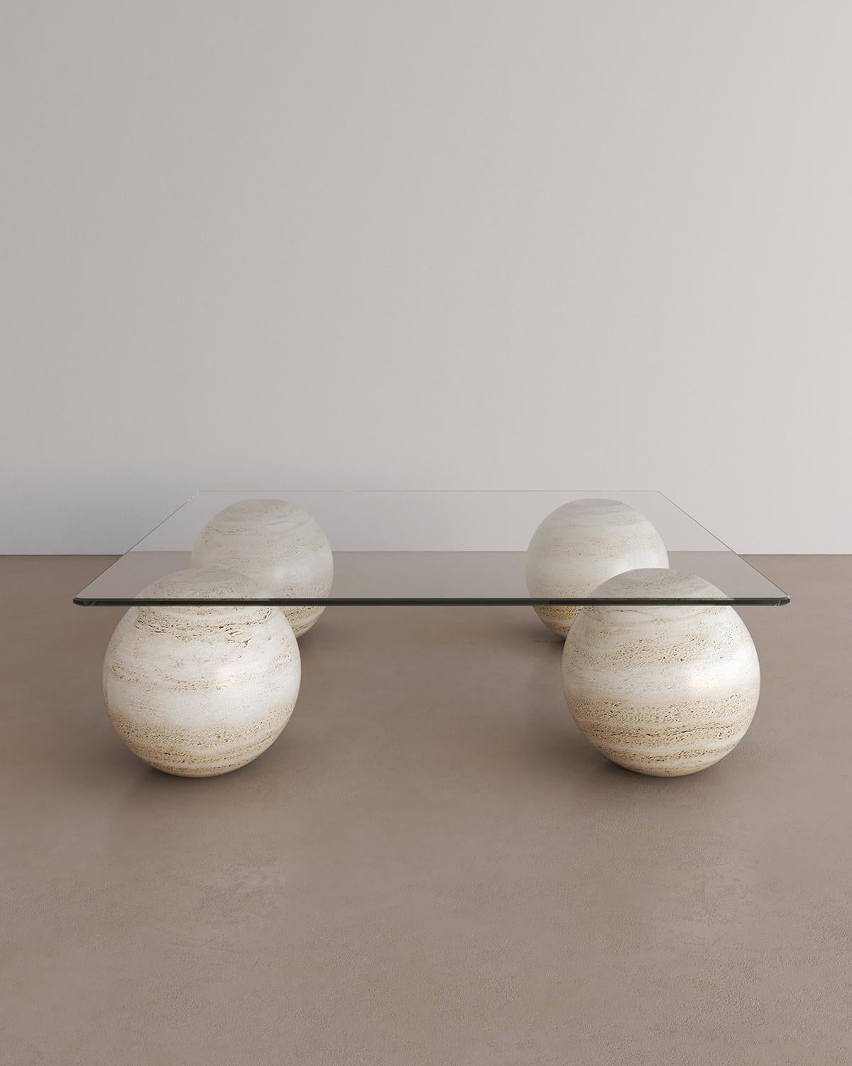 The Sufi Coffee Table II by The Essentialist celebrates proportion, scale and ancestral power. Filling the room with metaphors of ocean and fragments of sun. This monolithic coffee table embodies the three pillars of the earth intricately bound by
