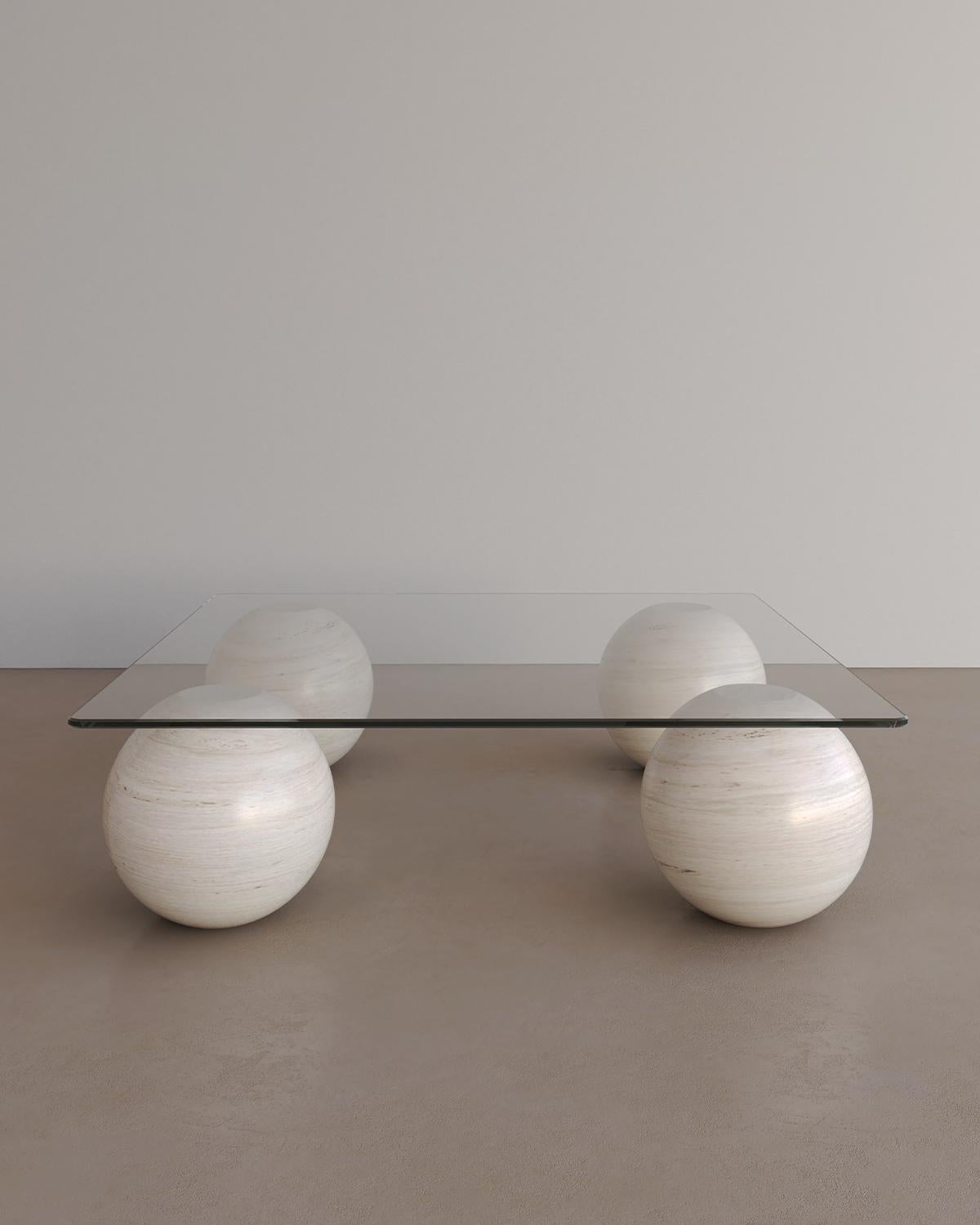 Contemporary Nude Travertine Sufi Coffee Table II by the Essentialist For Sale