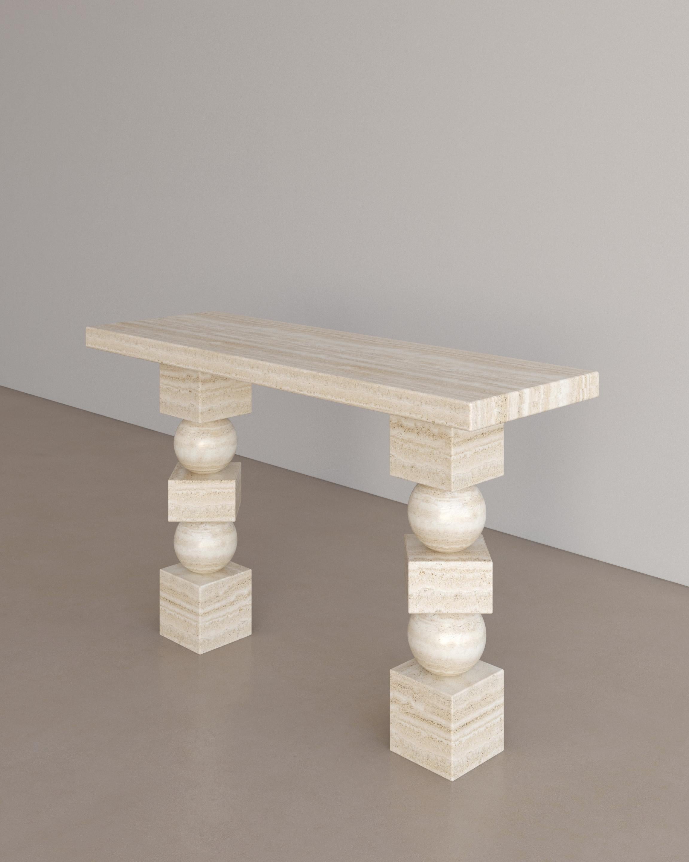 Australian Nude Travertine Sufi Console Table by the Essentialist For Sale