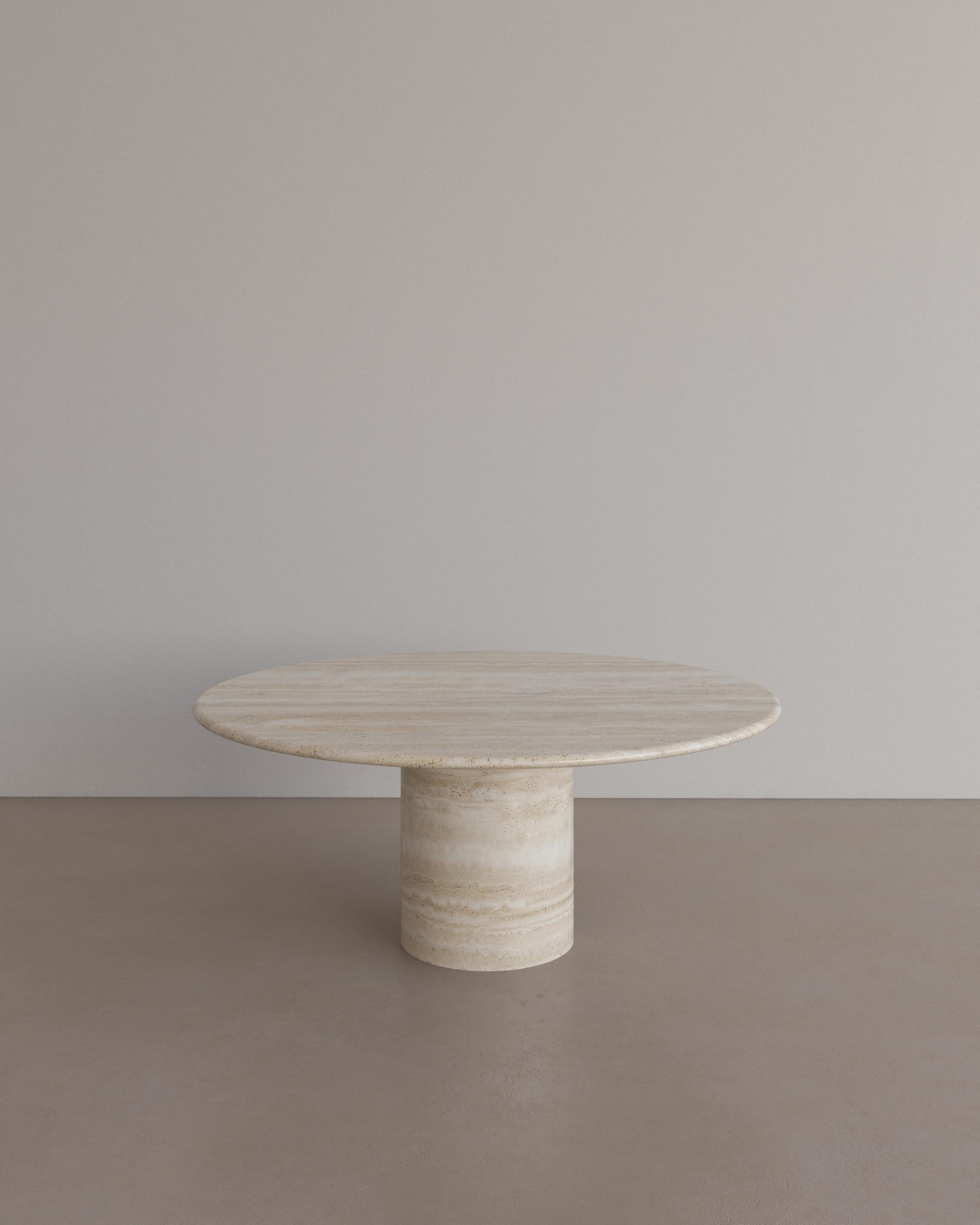 The Voyage Coffee Table II in Nude Travertine celebrates the simple pleasures that define life and replenish the soul through harnessing essential form. Envisioned as an ode to historical elegance, captured through a modern lens of minimalistic