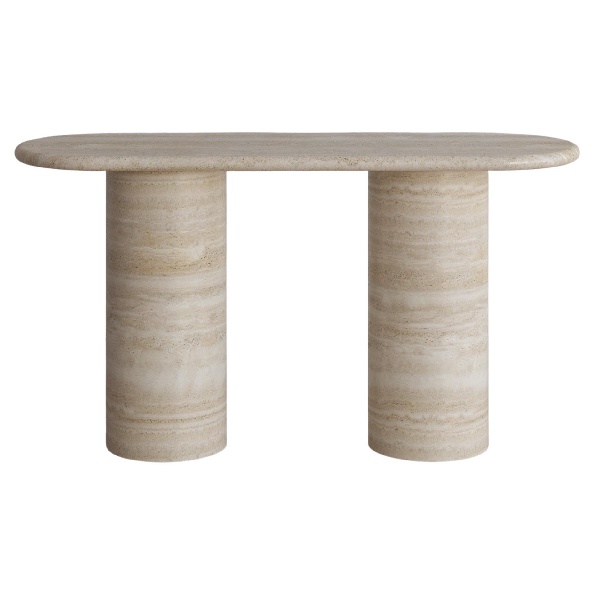 Nude Travertine Voyage Console Table by the Essentialist For Sale