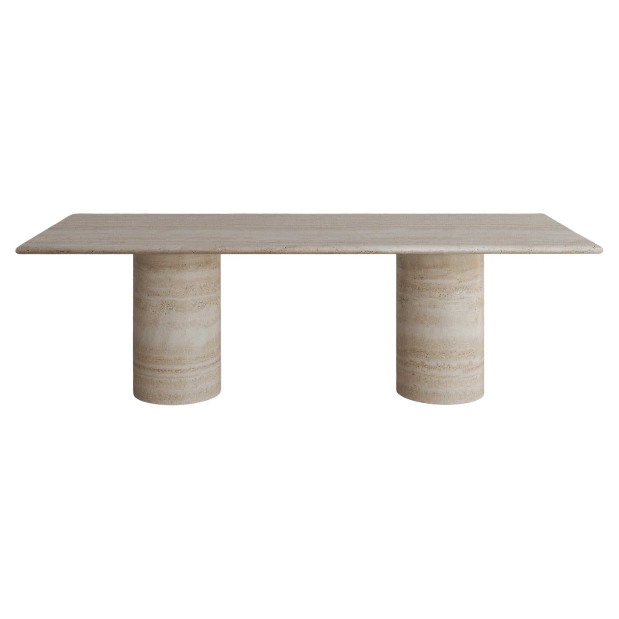 Nude Travertine Voyage Dining Table II by the Essentialist For Sale