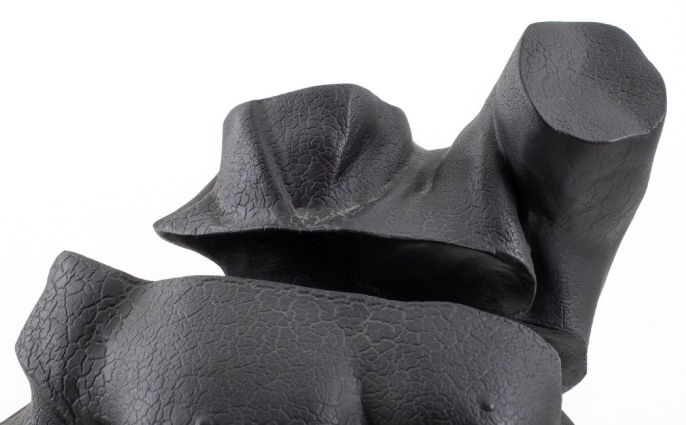 Nude Male Unraveling Torso, Black Patinated Composite Sculpture, 2006, stamped and dated 