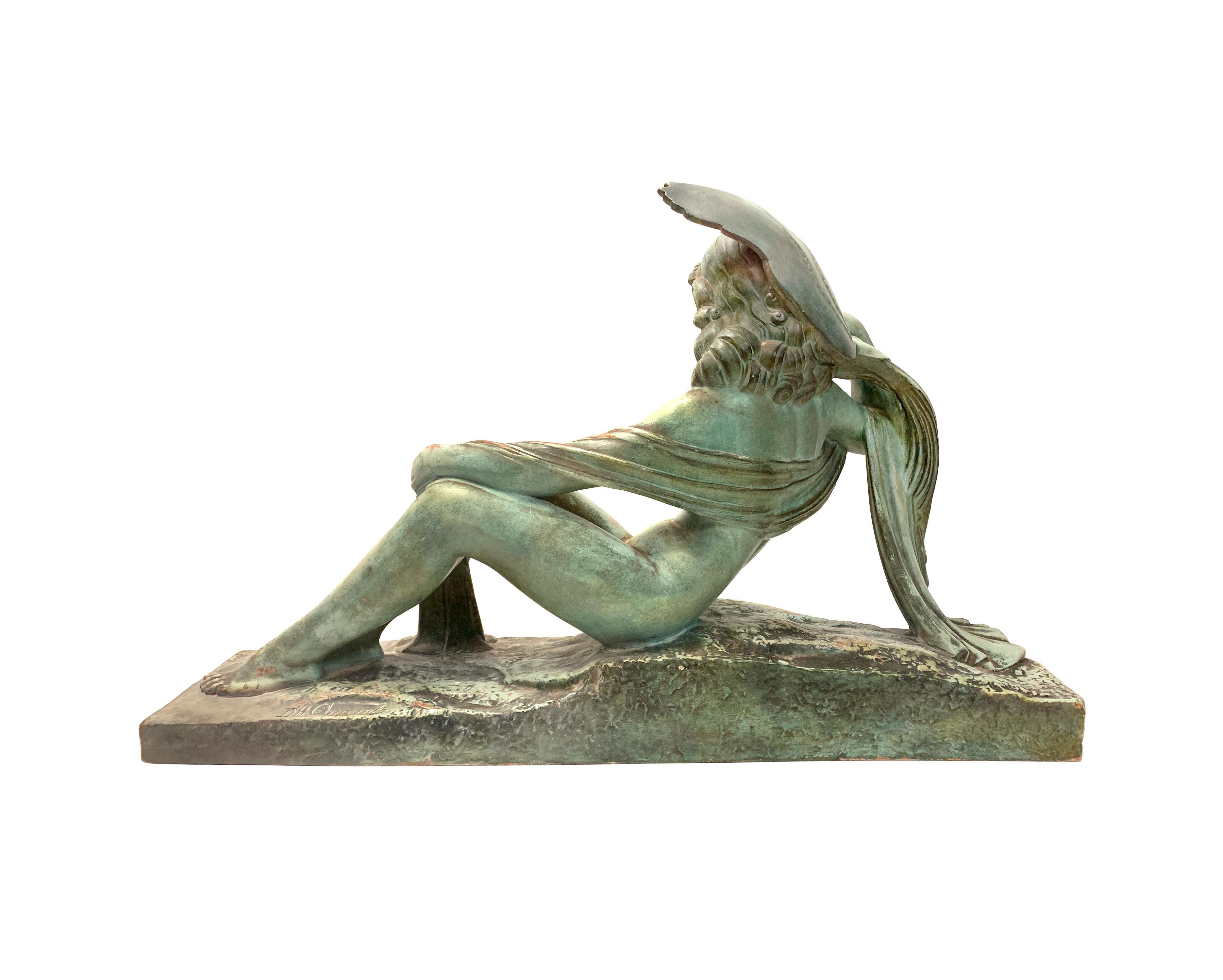 « Nu avec oiseau du paradis », sculpture figurative Art déco de D.H. Chiparus Bon état - En vente à Pasadena, CA