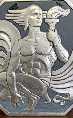 "Nude with Torch, " Rare Art Deco Relief Panel by Joseph Atchison