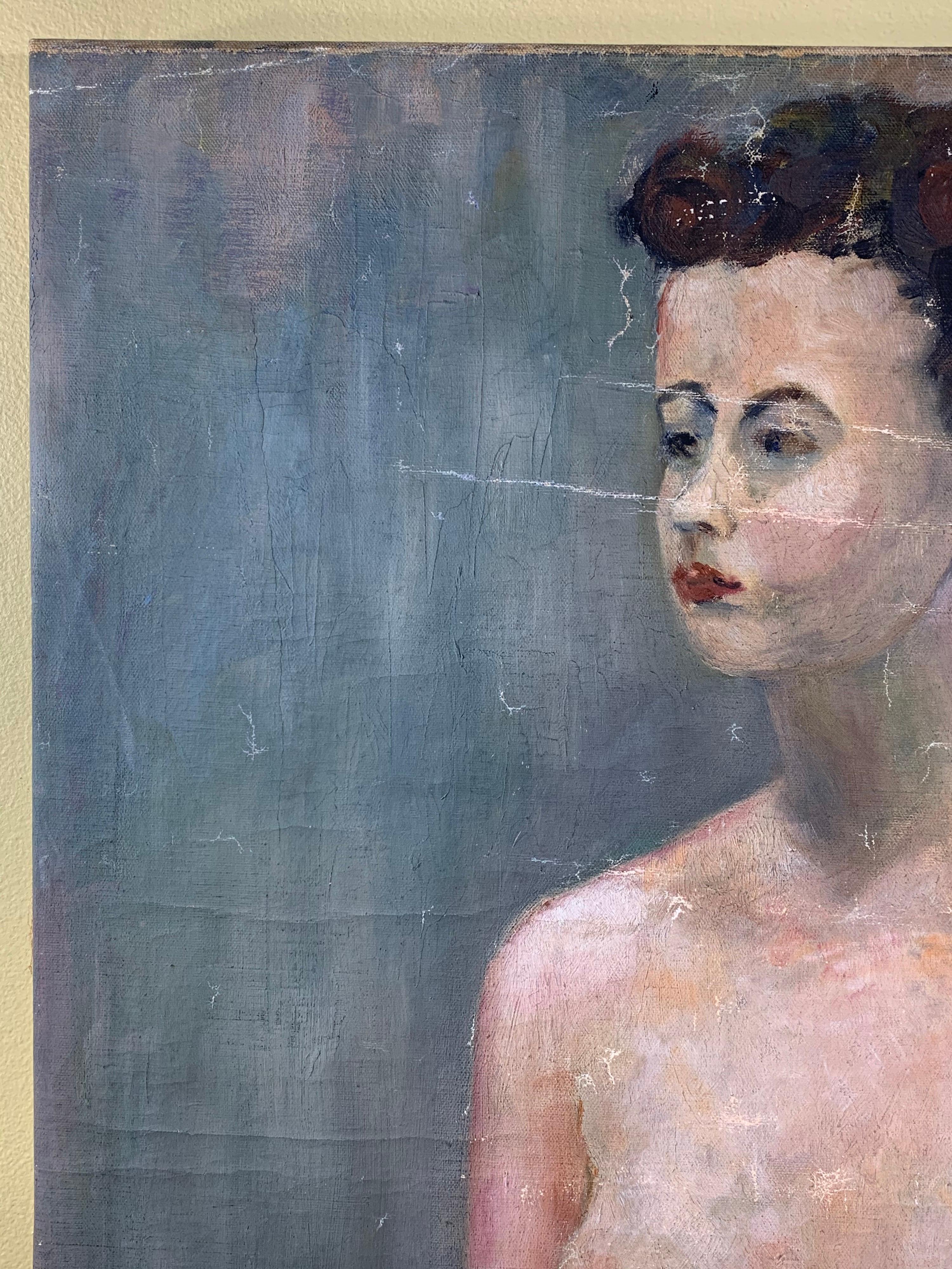 Américain Peinture à l'huile abstraite - Femme nue en vente