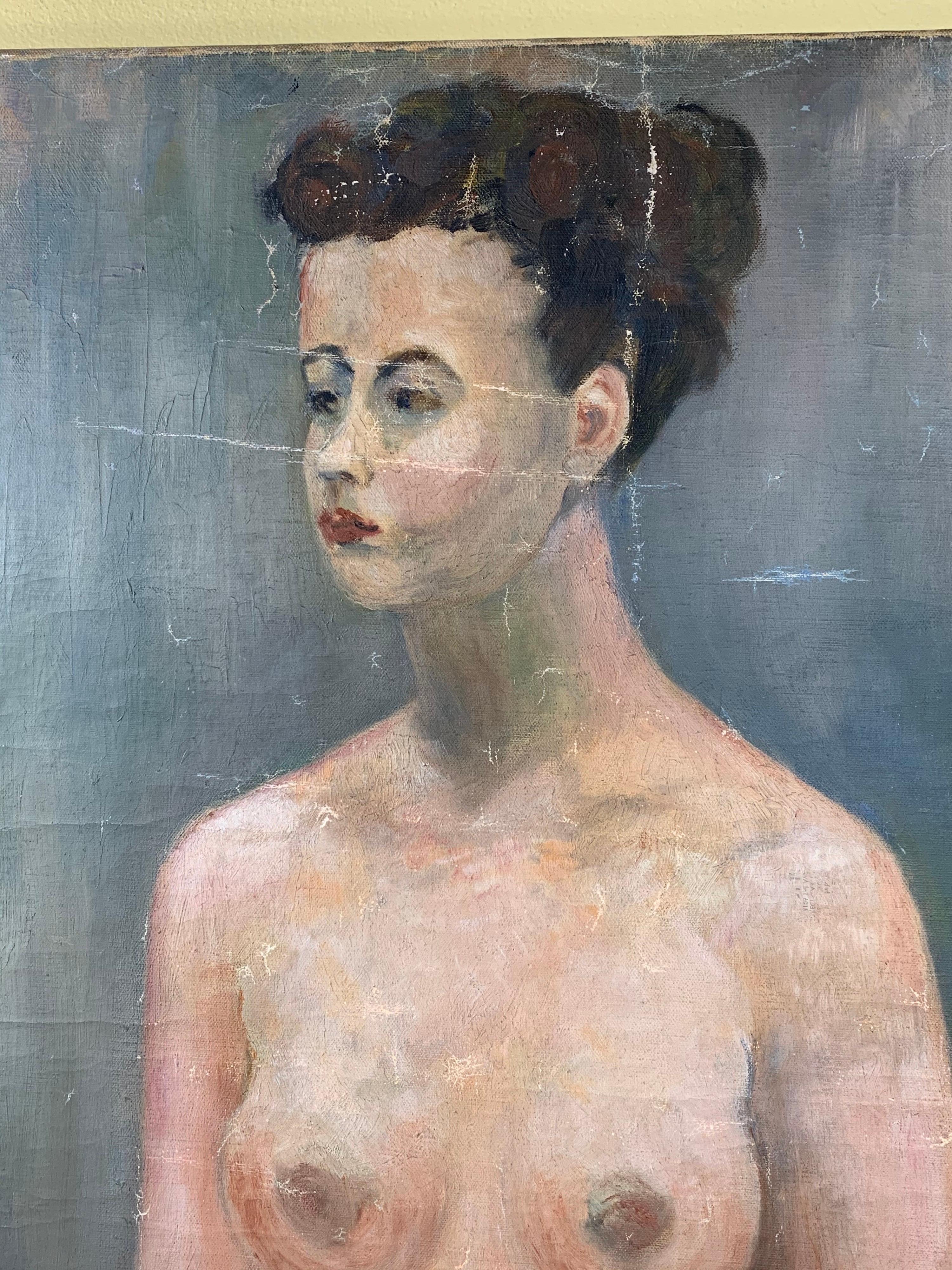 Peinture à l'huile abstraite - Femme nue Abîmé - En vente à Delray Beach, FL