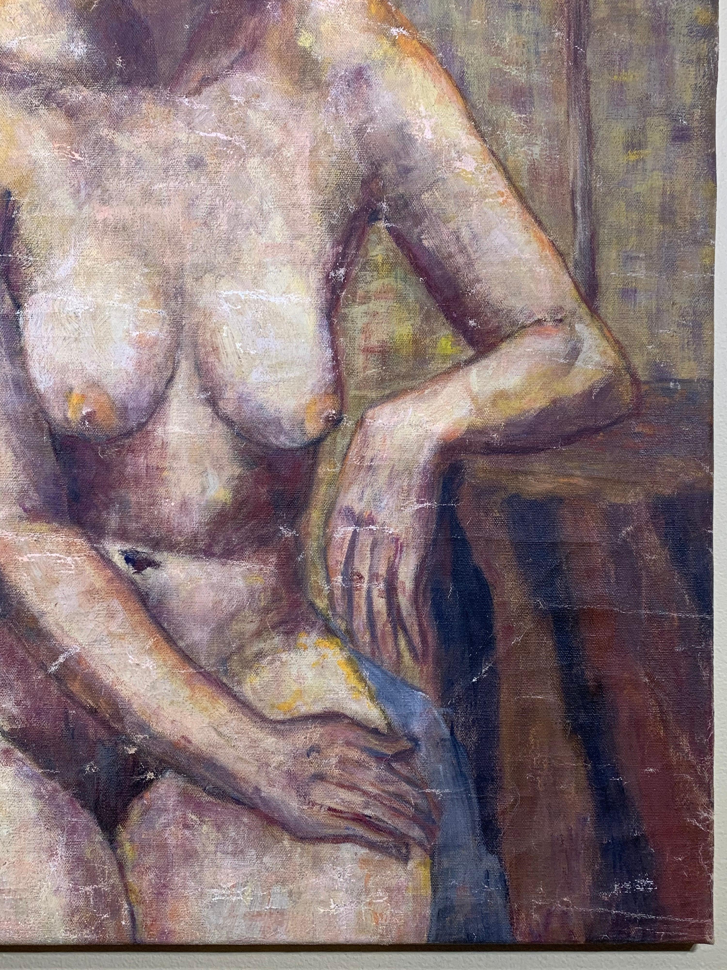 20th Century Nude Woman Abstract Oil Painting