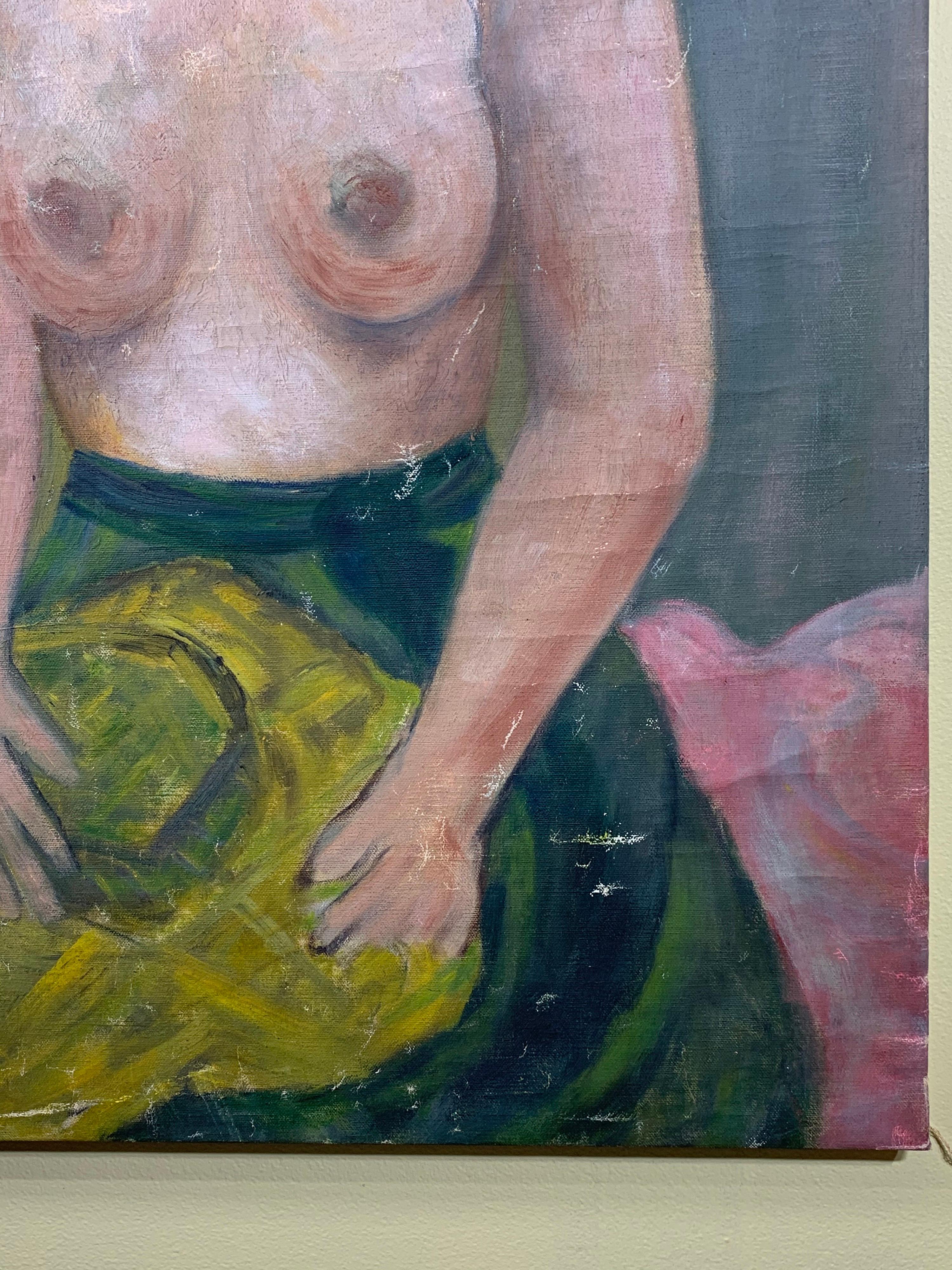 Nude Woman Abstract Oil Painting In Distressed Condition For Sale In Delray Beach, FL
