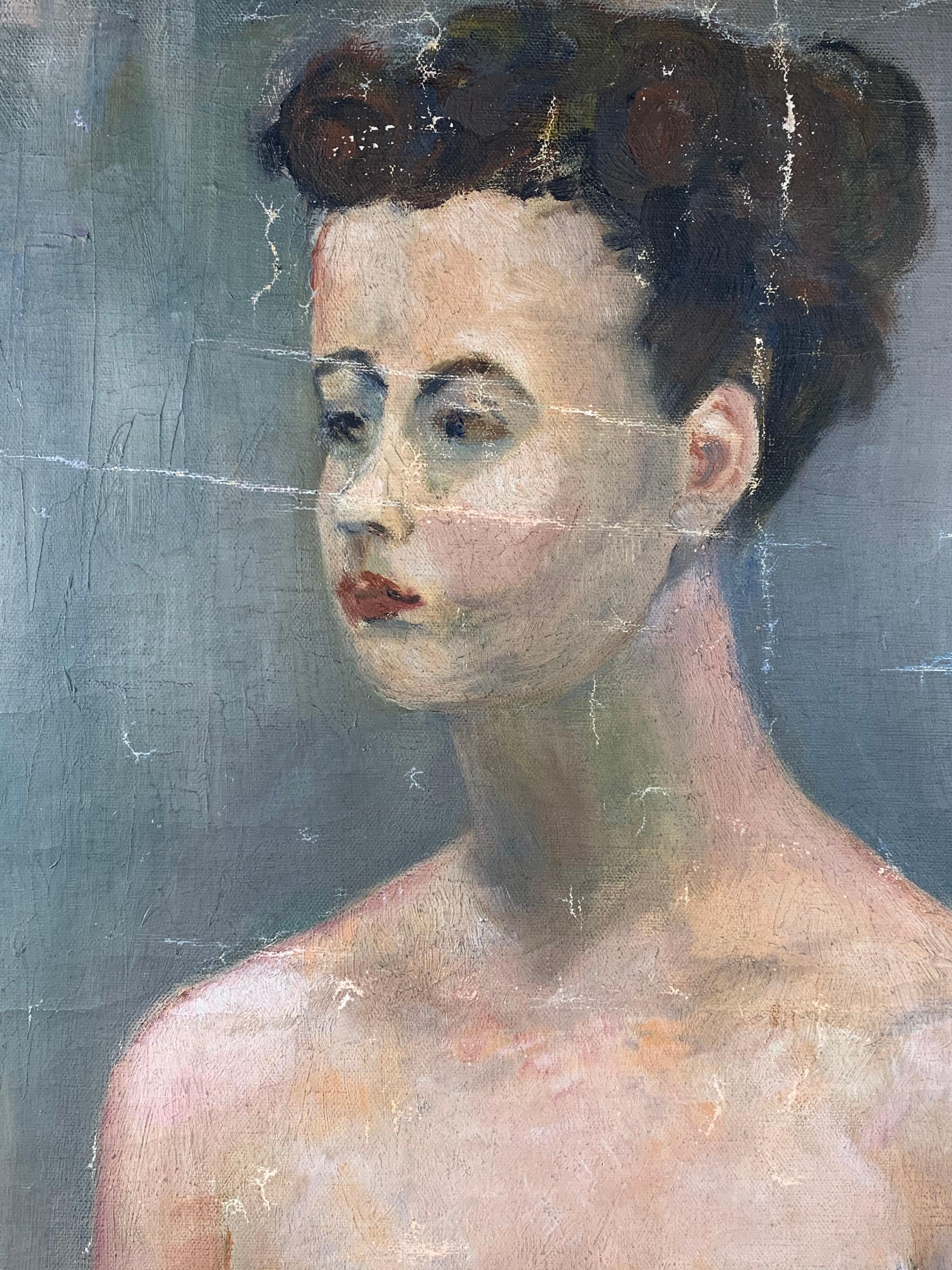Peinture à l'huile abstraite - Femme nue en vente 3
