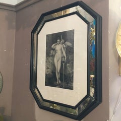 Nude Woman Antique Art Print with Mirrored and Black Lacquered Wood Frame, 1867