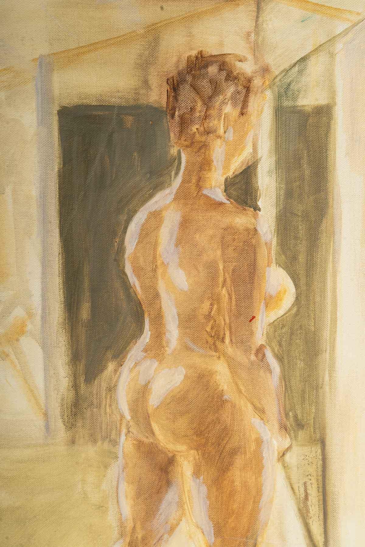 Français Femme nue regardant dans un miroir en vente