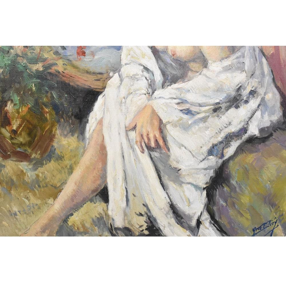Nackte Frau, Gemälde, Art Dco, Nackte Frau, XX Jahrhundert, 'Qn391' im Zustand „Gut“ im Angebot in Breganze, VI