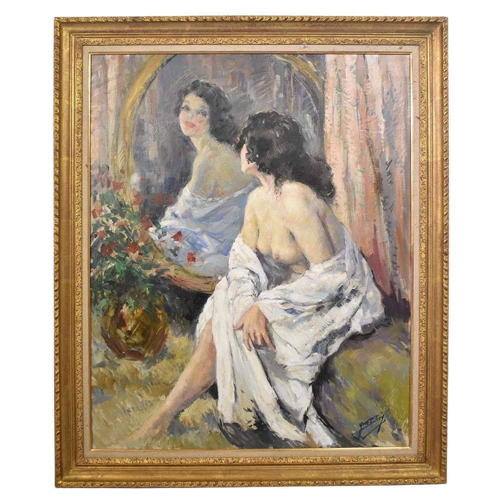 Nude Woman Painting, Art Déco, Naked Woman, XX Century, 'Qn391' For Sale