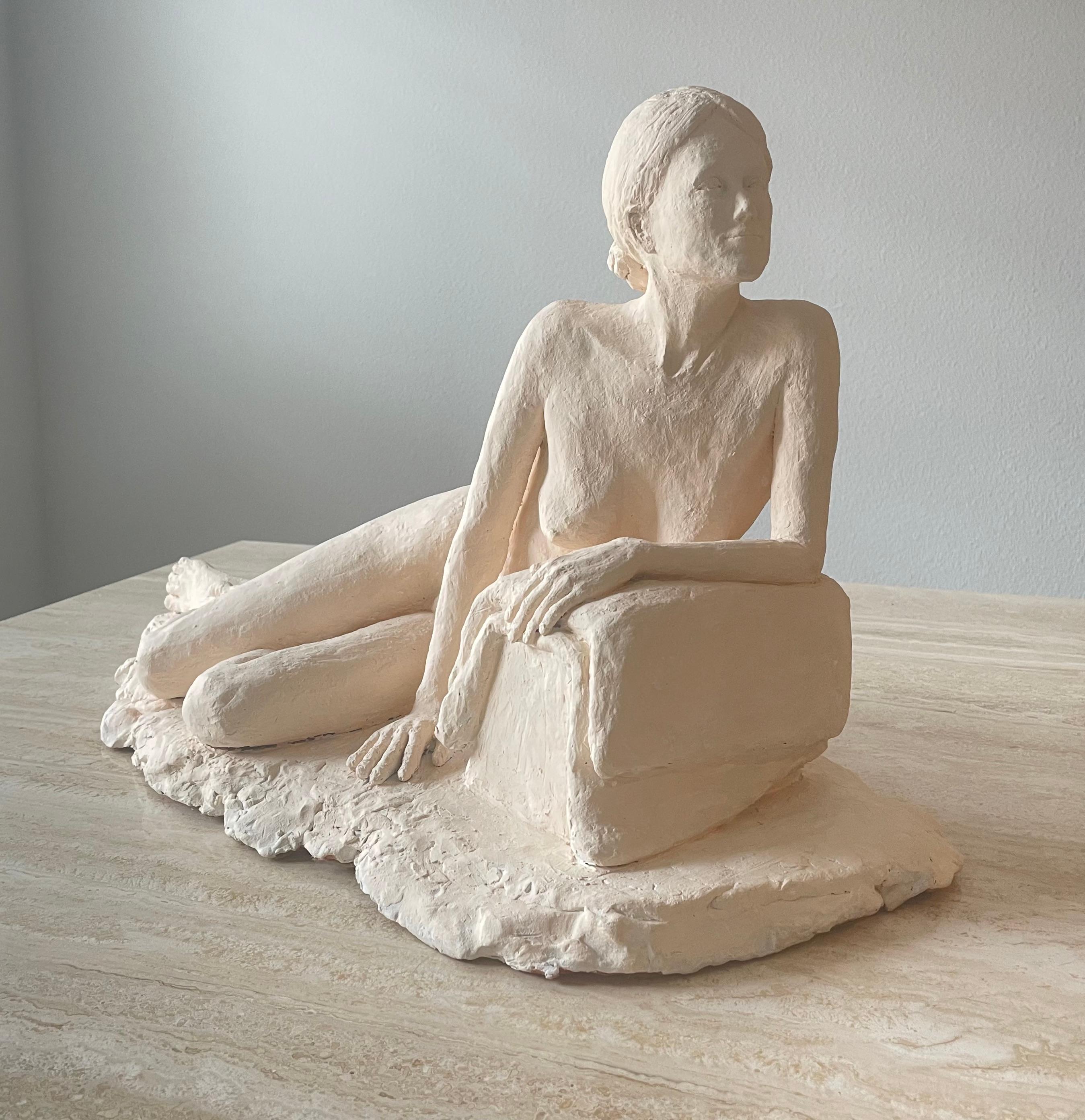 Nude woman plaster sculpture. Signed by the artist 