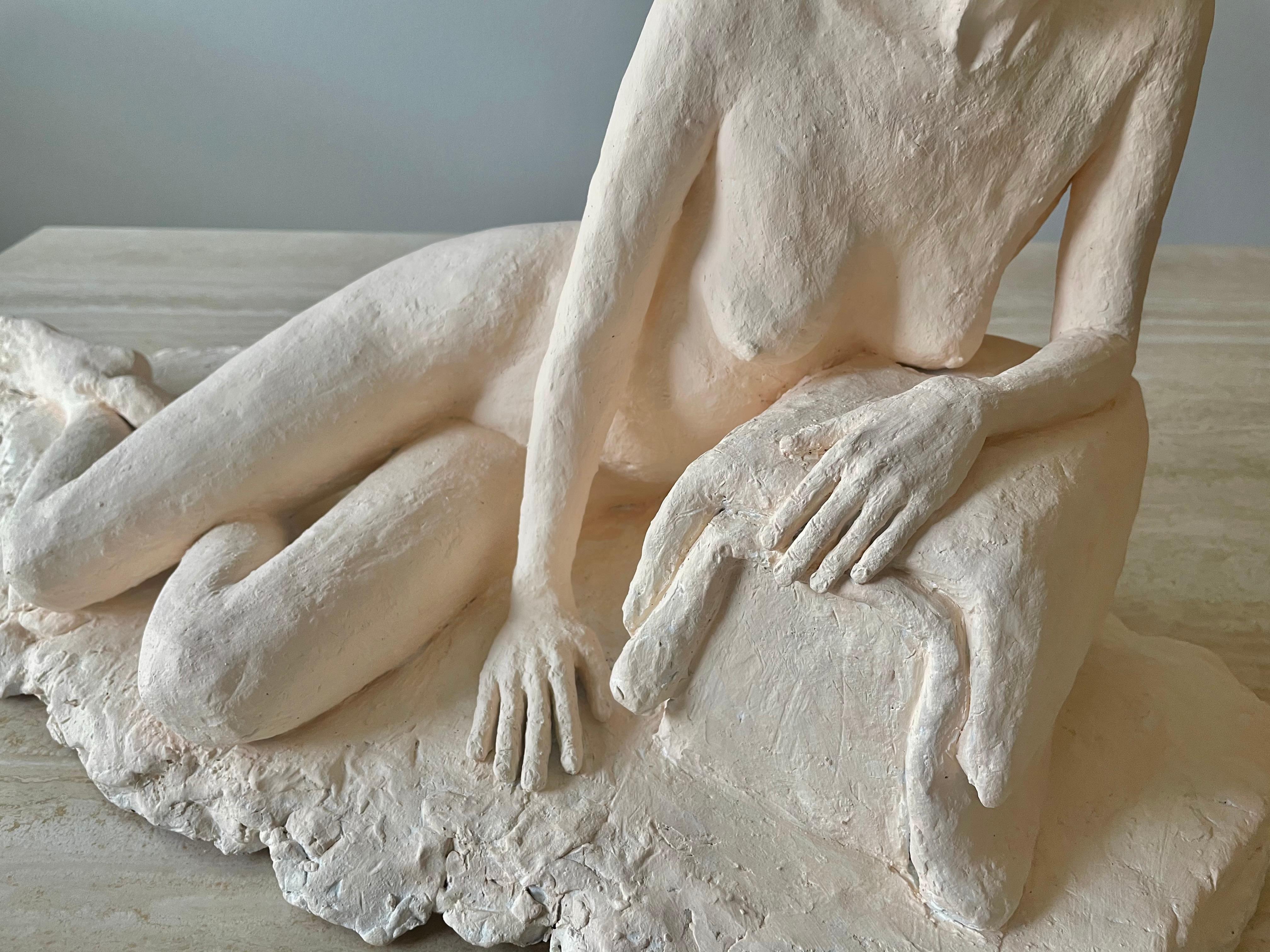 Nude Woman Plaster Sculpture In Good Condition In Denton, TX