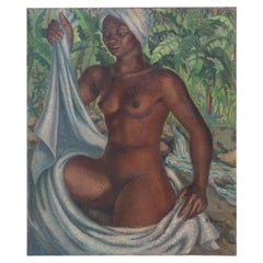 Nude Woman with Towel by A. Cajiao (Haiti, 20th century).