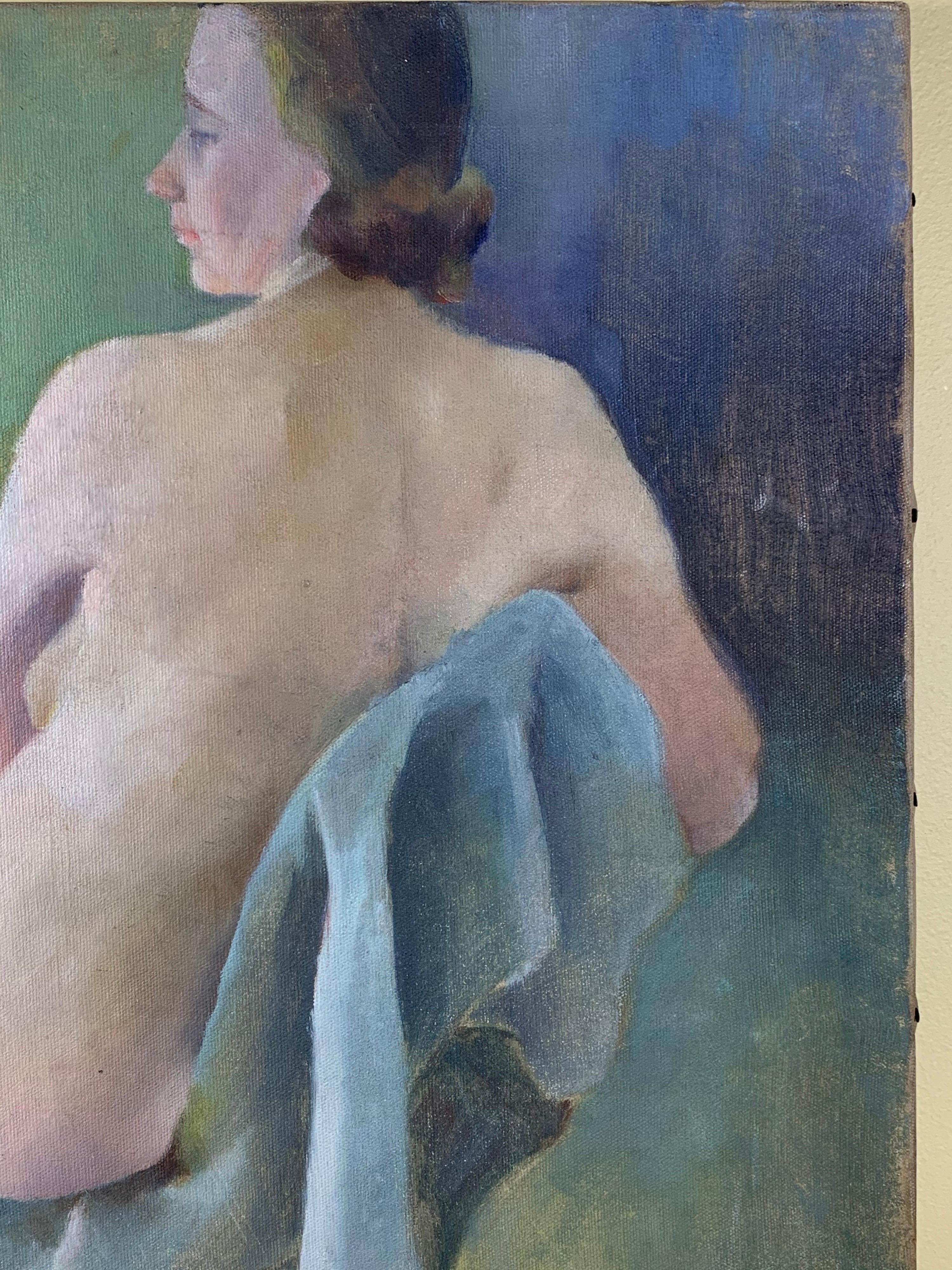 American Nude Women Sitting on a Chair Oil Painting