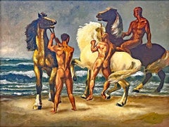 "Nudes in the Surf", Atmospheric Painting with Male Nudes and Horses