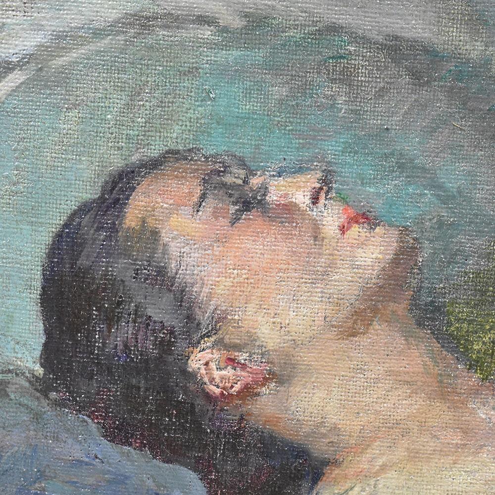 Art Déco Nudo Di Donna Distesa, Olio Su Tela, XX Secolo,  Anni Trenta del Novecento.