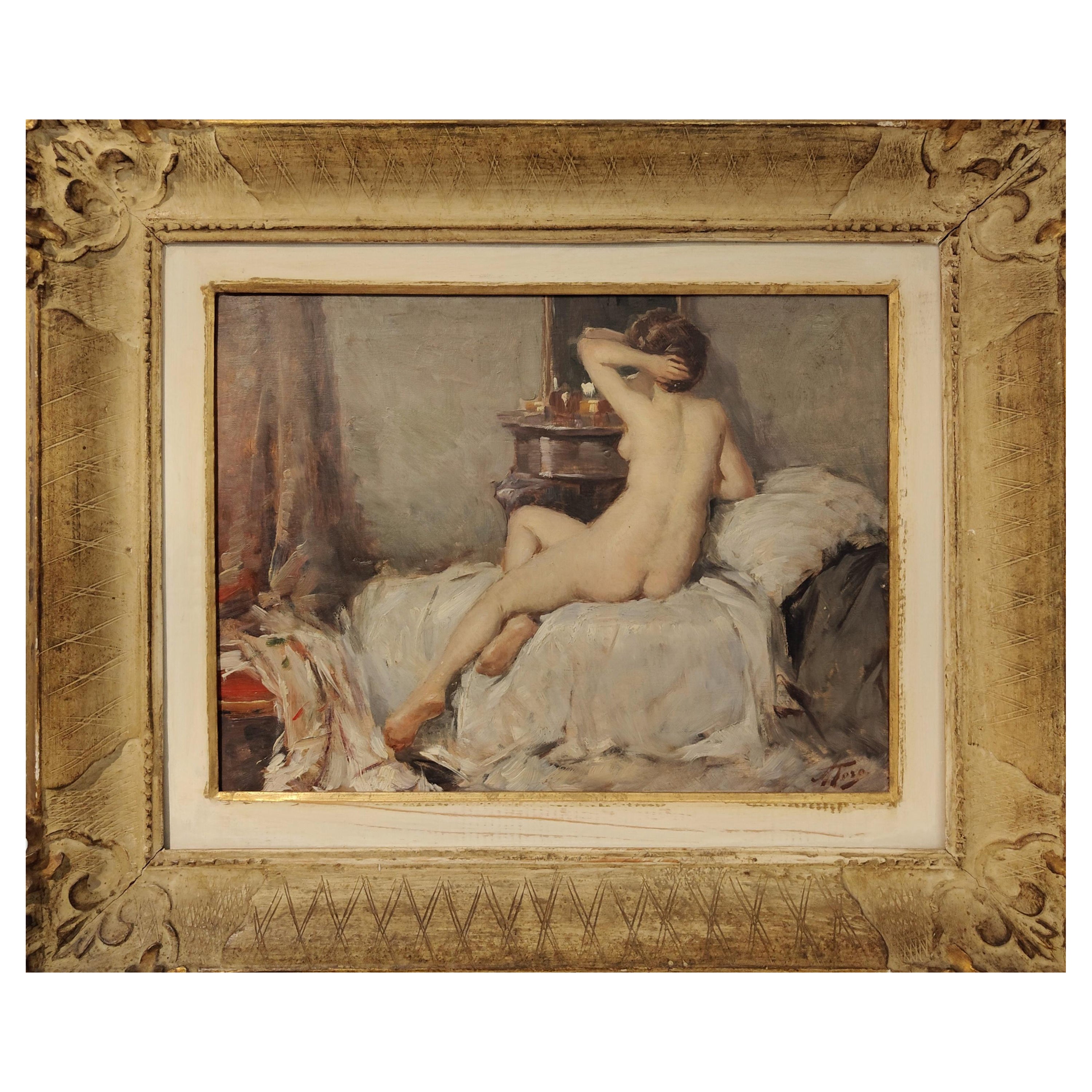 Nude of a woman, oil on panel, 1940