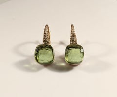 Nudo Earrings in 18 Karat Rose Gold, Diamonds and Peridot
