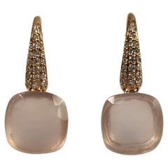 Nudo Earrings in 18 Karat Rose Gold, Diamonds and Rose Quartz