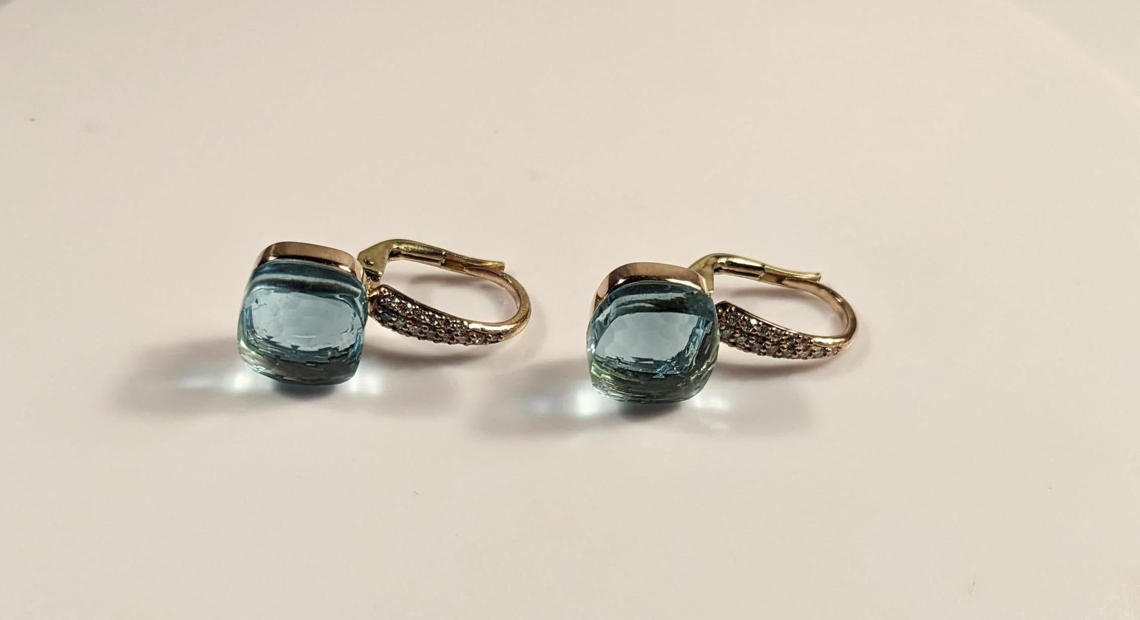 Pendientes Nudo de oro rosa de 18 quilates, diamantes y topacio Contemporáneo en venta