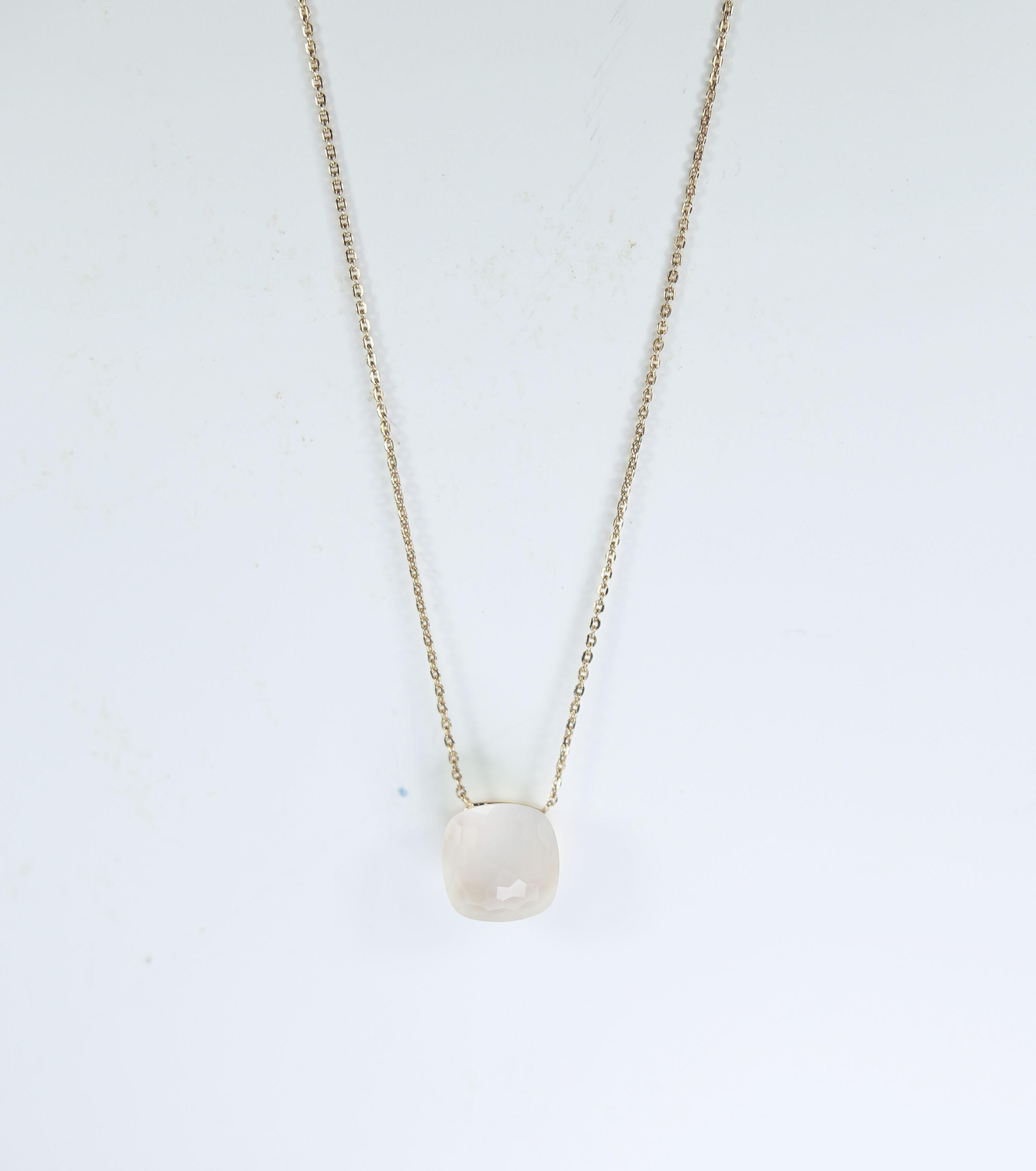 Milky  Quartz 18kt gold pendant chain
Multifaceted stone, available in a range of stunning colors
Green,  citrine, rose quartz, prasolite, topace, amethyst

READY TO SHIP
*Shipment of this piece is not affected by COVID-19. Orders