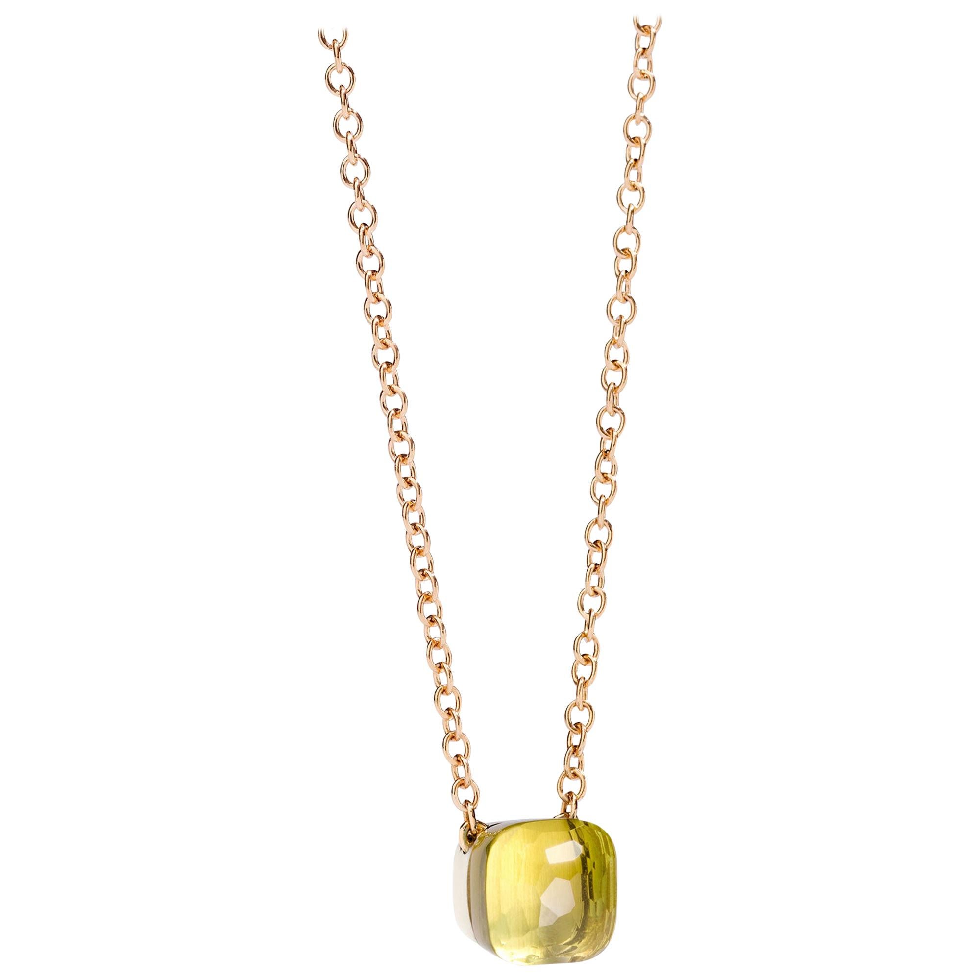 Pomellato Nudo Pendant Lemmon Quartz with   18 Karat Rose Gold Chain 