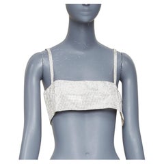 NUE  Charlotte Crystal top silver rhinestone pave spaghetti strap bra tank top S