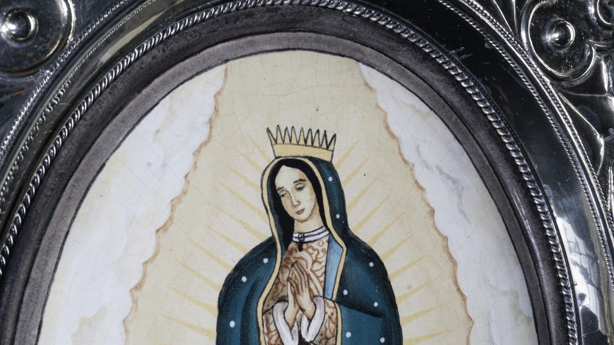 Embossed Nuestra Señora Del Guadalupe Ceramic and Alpaca
