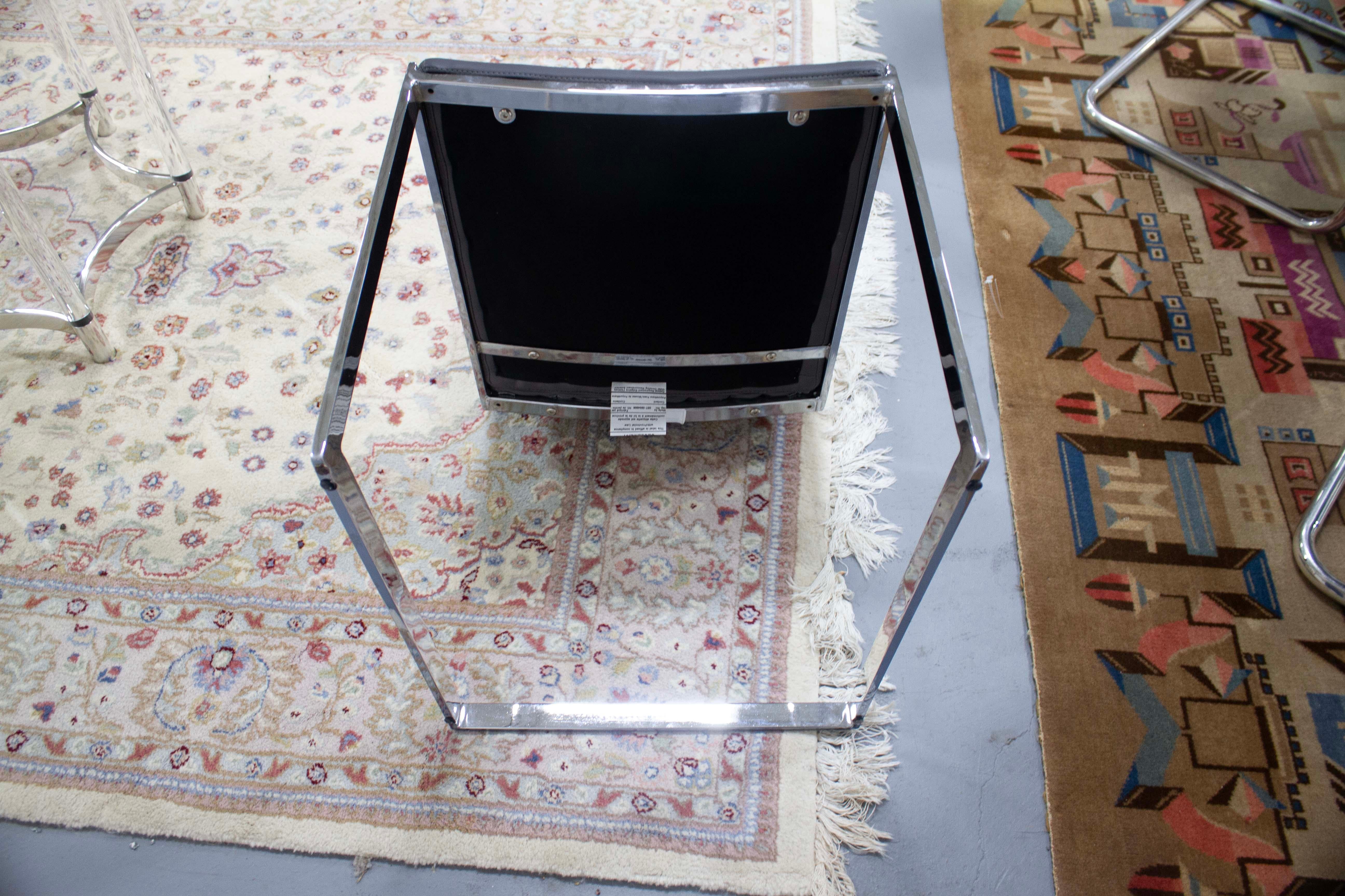 Nuevo Contemporary Modern Lucite & Chrome Dinette Set w/ 4 Gray Vinyl Chairs 12