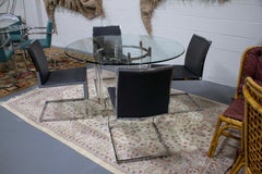 Nuevo Zeitgenössisches modernes Dinette-Set aus Lucite und Chrom mit 4 grauen Vinylstühlen