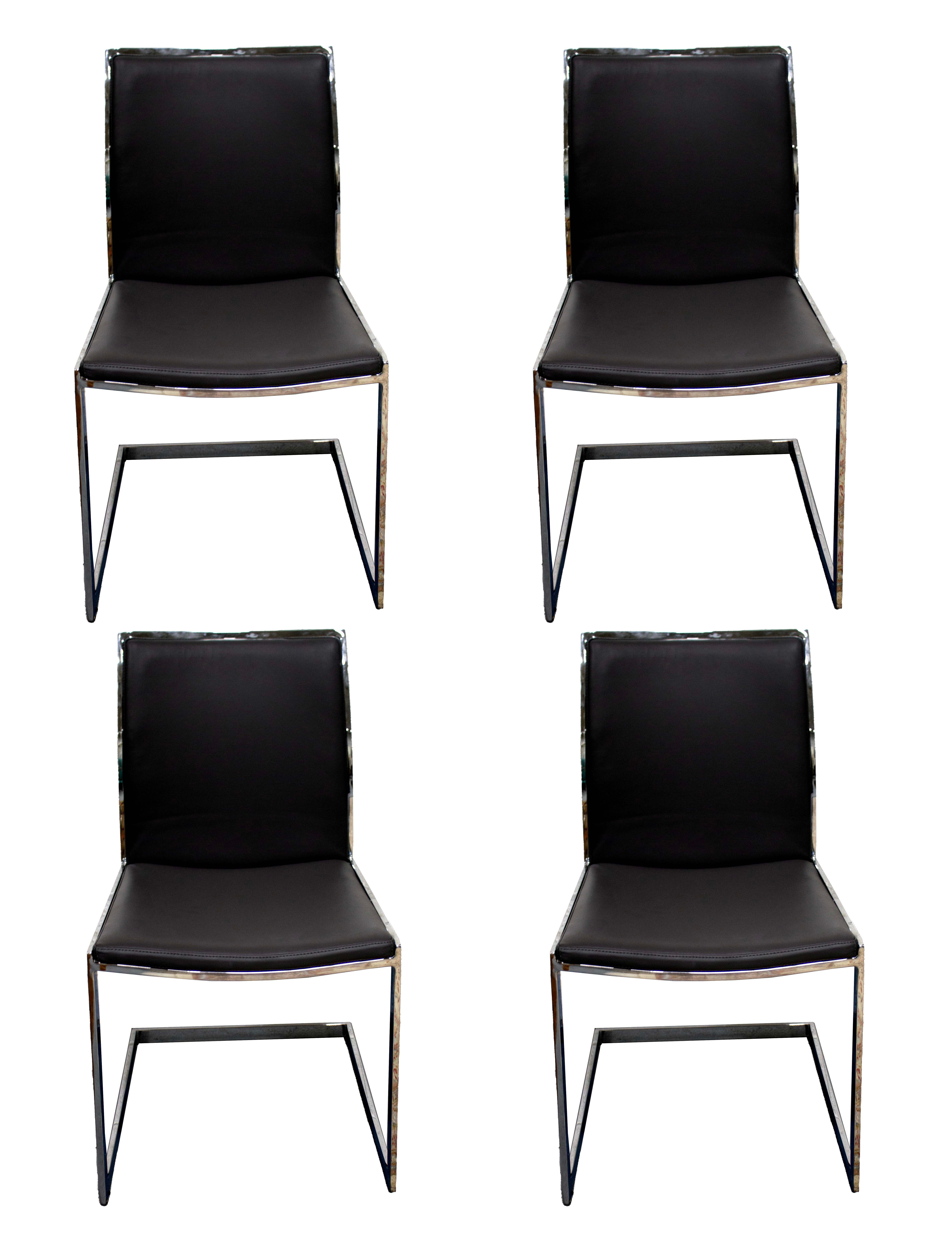 Nuevo Contemporary Modern Lucite & Chrome Dinette Set w/ 4 Gray Vinyl Chairs 5