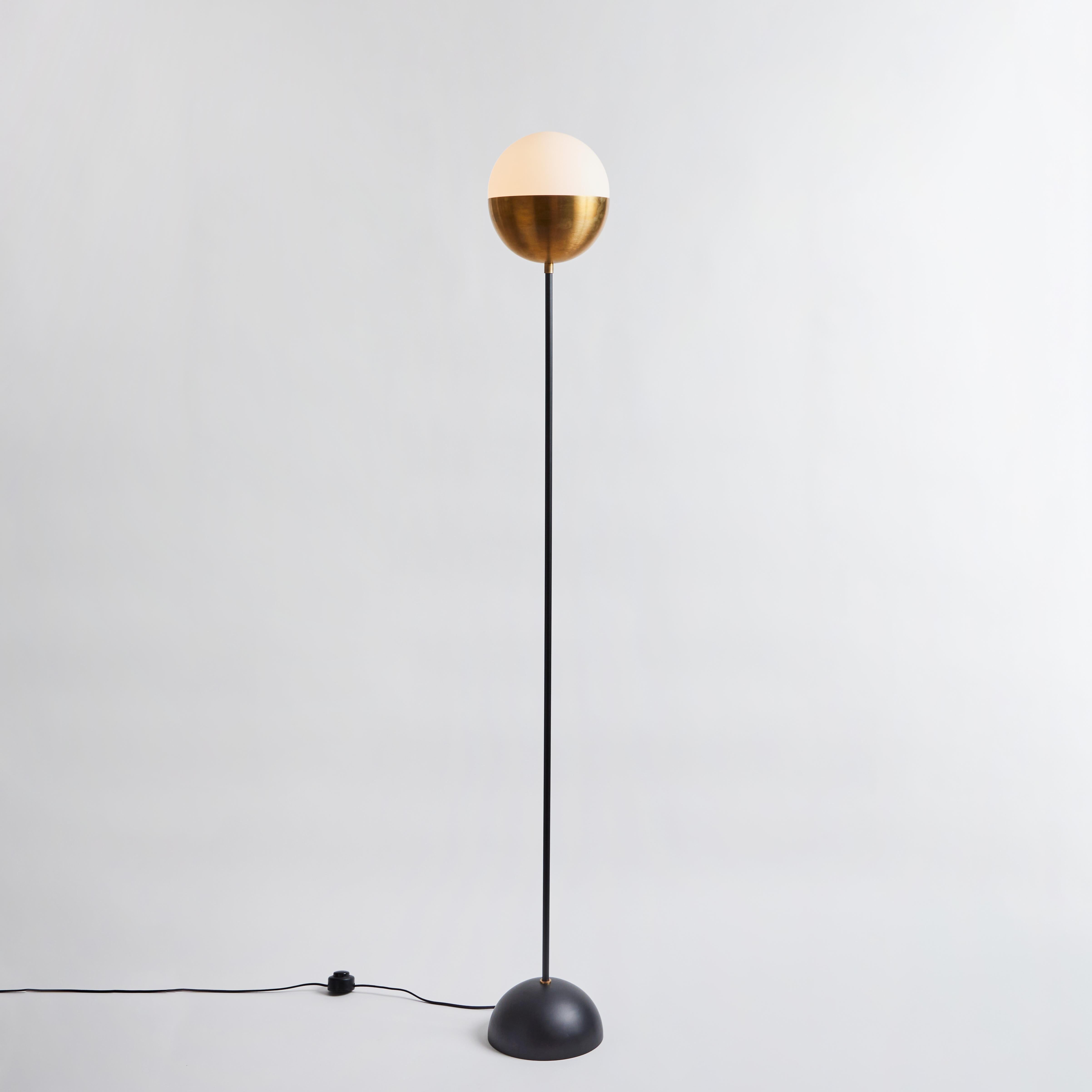 Mid-Century Modern 'KOKO' Floor Lamp in Opaline Glass & Brass by Alvaro Benitez For Sale