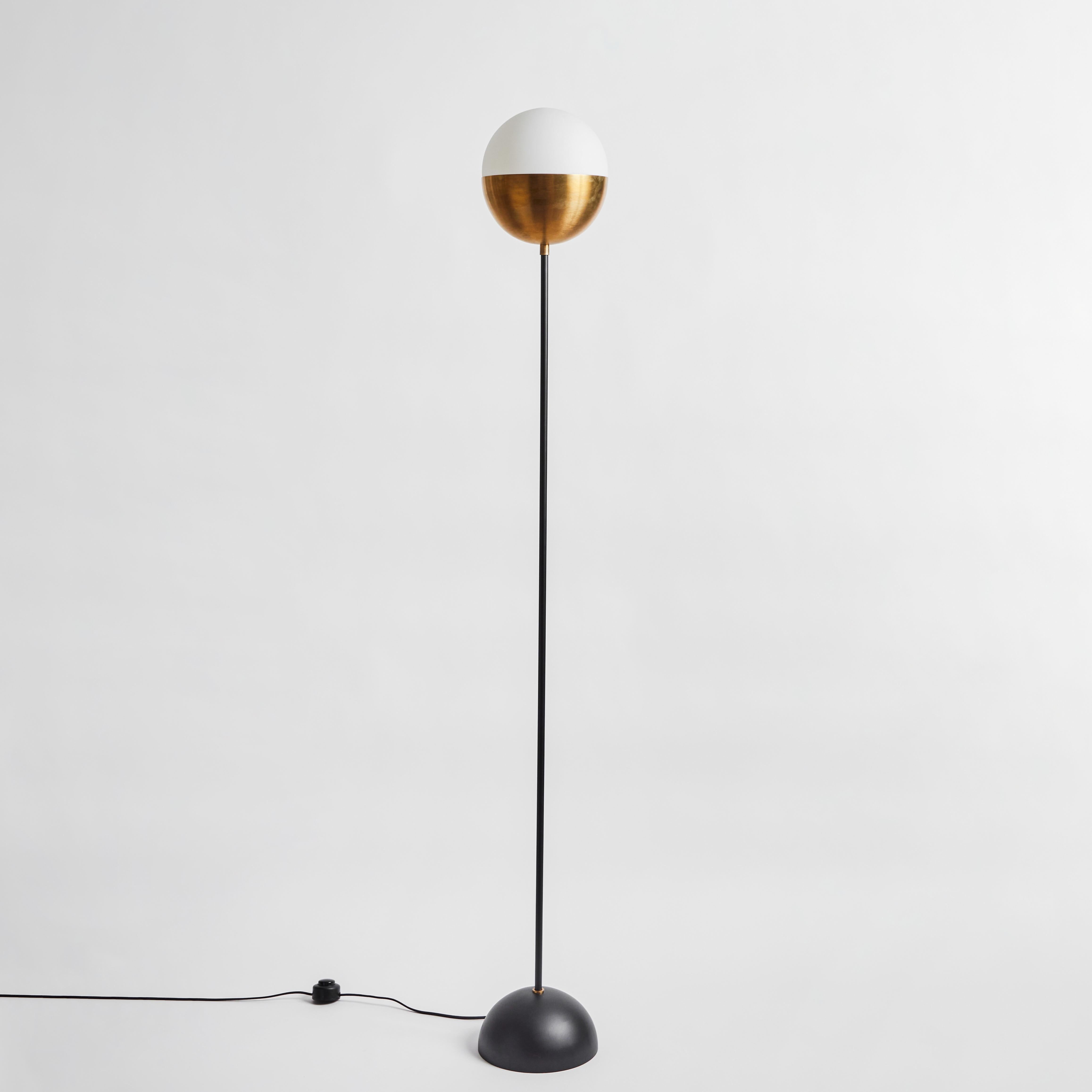 'KOKO' Floor Lamp in Opaline Glass & Brass by Alvaro Benitez In New Condition For Sale In Glendale, CA