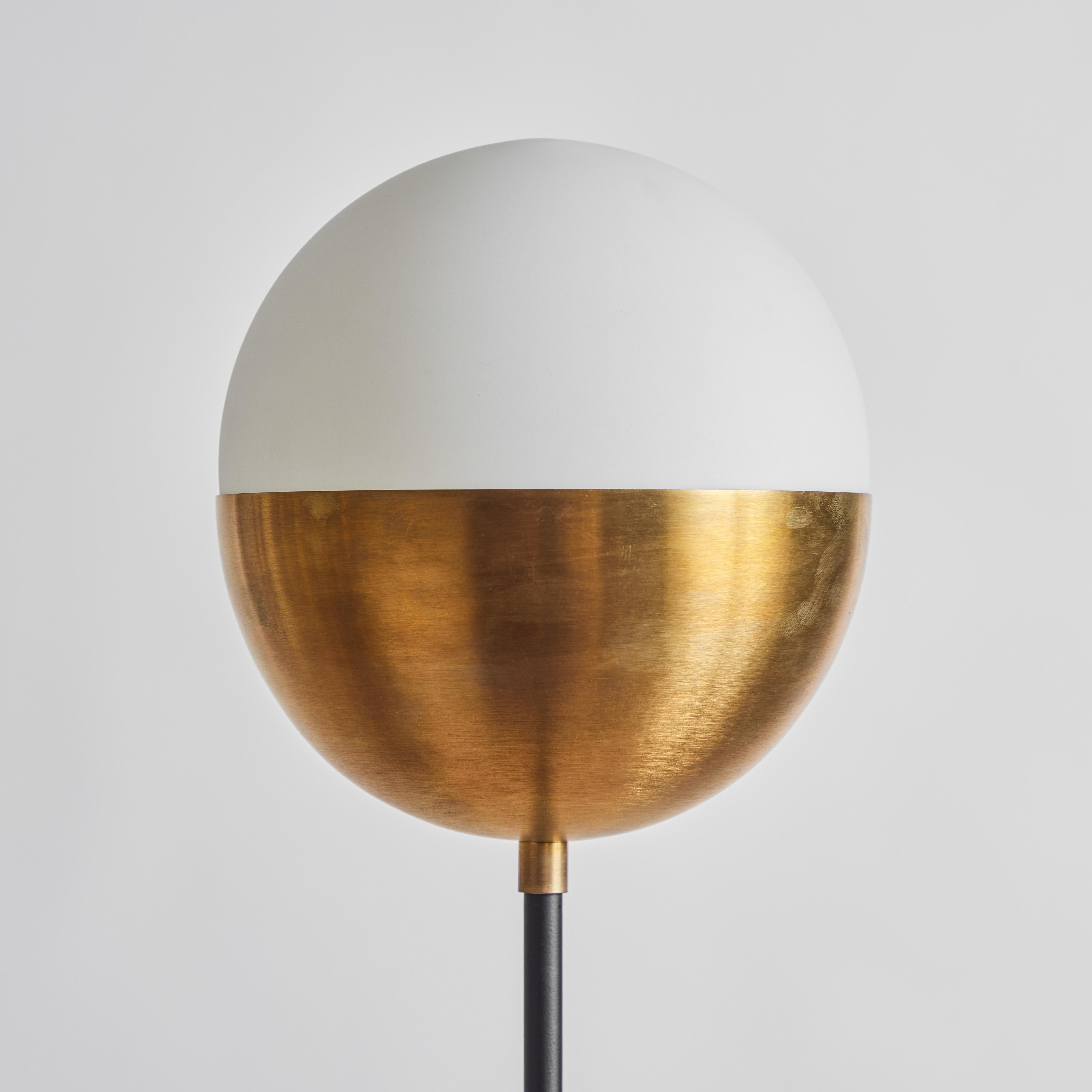 Contemporary 'KOKO' Floor Lamp in Opaline Glass & Brass by Alvaro Benitez For Sale